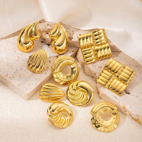 Pendientes de Acero Inoxidable, acero inoxidable 304, Joyería & diferentes estilos para la opción & para mujer, dorado, Vendido por Par