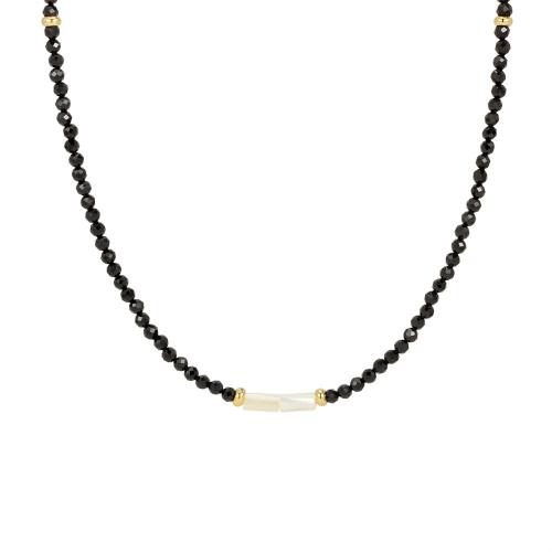 Natural Gemstone Necklace, with Shell & Brass, with 5cm extender chain, gold color plated, fashion jewelry & for woman, more colors for choice, Length:Approx 40 cm, Sold By PC