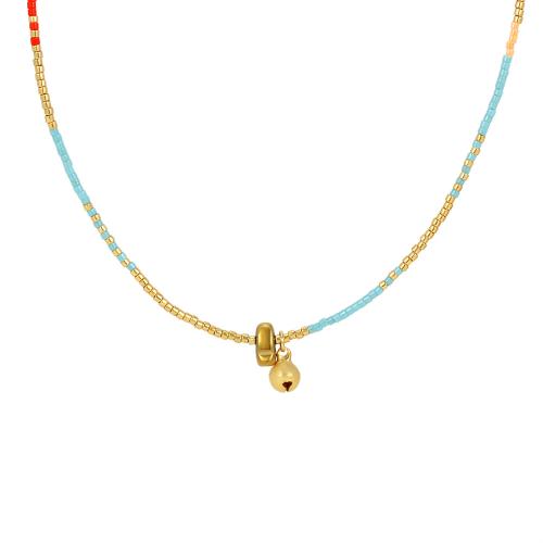 Glass Beads Necklaces, with Brass, with 5m extender chain, gold color plated, fashion jewelry & for woman, multi-colored, Length:Approx 43 cm, Sold By PC