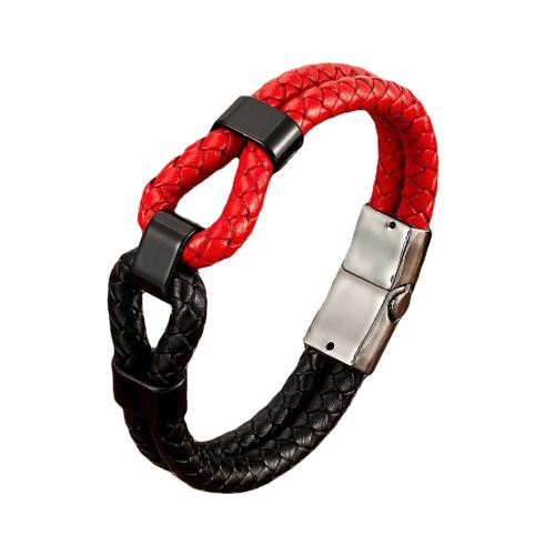 PU Leather Cord Bracelets, with Tibetan Style, plated, fashion jewelry & Unisex, more colors for choice, Length:Approx 21 cm, Sold By PC