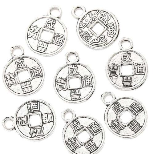 Zink-Aluminium-Anhänger, Zinklegierung, rund, plattiert, DIY, keine, 12x10mm, 100PCs/Tasche, verkauft von Tasche