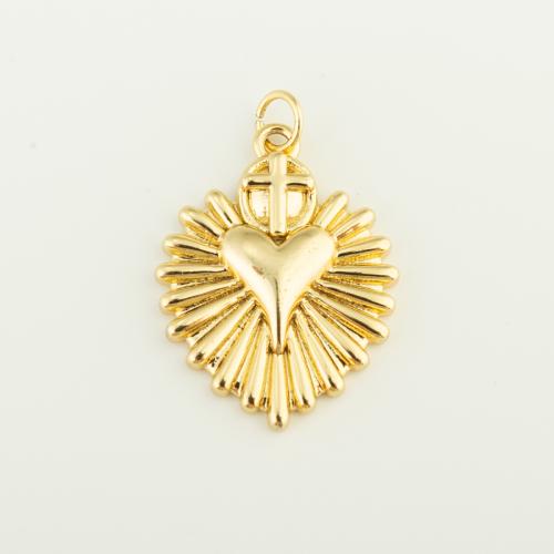 Pendentifs coeur en laiton, Placage de couleur d'or, DIY, protéger l'environnement, sans nickel, plomb et cadmium, 25x19x3mm, Vendu par PC