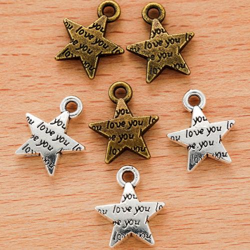 Tibetan Style Star Pendant, plated, DIY, more colors for choice, 16x14mm, 100PCs/Bag, Sold By Bag