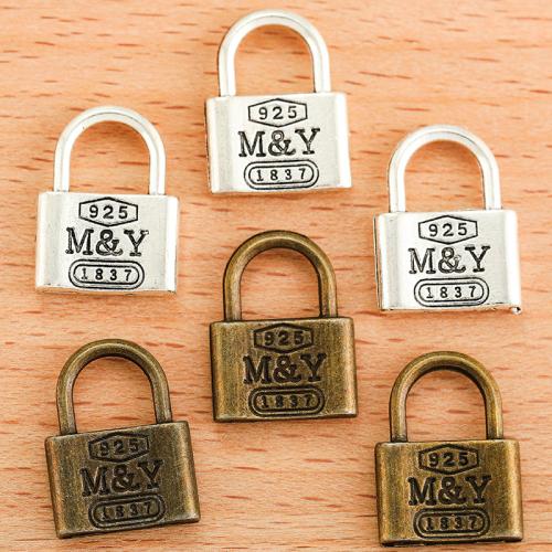 Tibetan Style Lock Pendants, plated, DIY, more colors for choice, 17x13mm, 100PCs/Bag, Sold By Bag