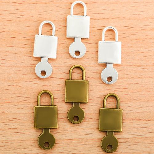 Zinklegierung Schlüssel Anhänger, Lock and Key, plattiert, DIY, keine, 25x10mm, 100PCs/Tasche, verkauft von Tasche