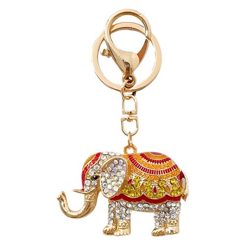 Fermoir porte clé en alliage de zinc, éléphant, Placage, bijoux de mode & avec strass, plus de couleurs à choisir, protéger l'environnement, sans nickel, plomb et cadmium, 73x127mm, Vendu par PC