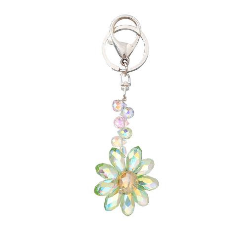 Fermoir porte clé en alliage de zinc, avec cristal, fleur, Placage, bijoux de mode, plus de couleurs à choisir, protéger l'environnement, sans nickel, plomb et cadmium, 42x136mm, Vendu par PC