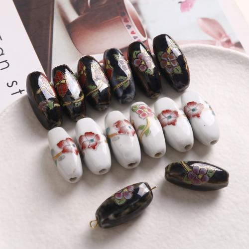 Contas de joias de porcelana, Flor, DIY, Mais cores pare escolha, 25x11mm, 100PCs/Bag, vendido por Bag