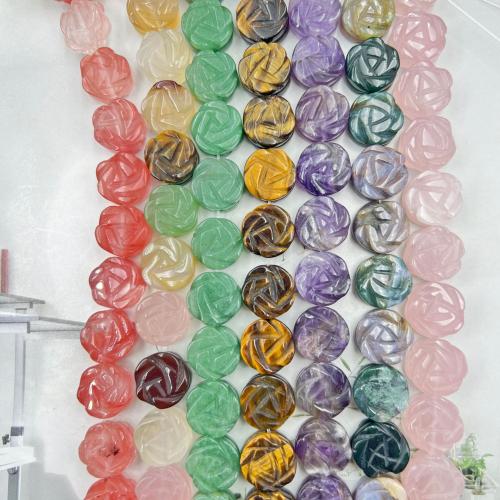 Gemstone Jewelry Beads, Natural Stone, Flower, DIY & different materials for choice, more colors for choice, 6x14mm, Approx 14PCs/Strand, Sold By Strand