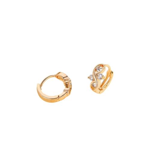 Cilindrata Zircone Orecchini in ottone micro pavimenta, placcato, Micro spianare cubic zirconia & per la donna, oro, Venduto da coppia