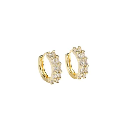 Cubic Zirconia Micro Pave Latão Brinco, cobre, banhado, micro pavimento em zircônia cúbica & para mulher, Mais cores pare escolha, vendido por par