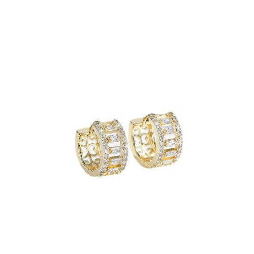 Cubic Zirconia Micro Pave Brass Earring, plated, micro pave cubic zirconia & for woman, more colors for choice, Sold By Pair