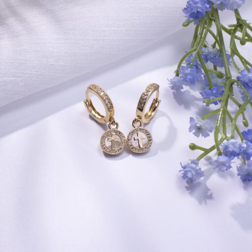 Boucles d'oreilles en laiton zircon cubique pavent, Placage, styles différents pour le choix & pavé de micro zircon & pour femme, Or, Vendu par paire