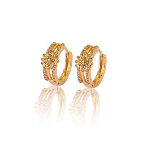 Boucles d'oreilles en laiton zircon cubique pavent, Placage, styles différents pour le choix & pavé de micro zircon & pour femme, Or, Vendu par paire