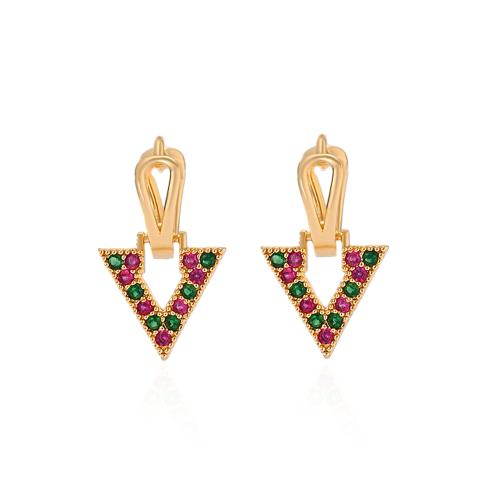 Boucles d'oreilles en laiton zircon cubique pavent, Placage, styles différents pour le choix & pavé de micro zircon & pour femme, plus de couleurs à choisir, Vendu par paire