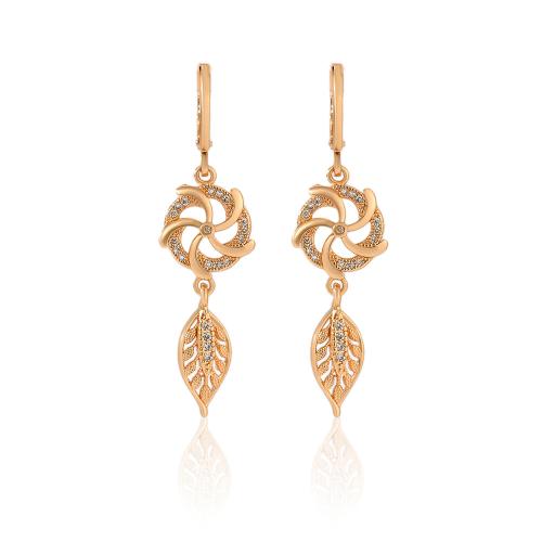 Boucles d'oreilles en laiton zircon cubique pavent, Placage, styles différents pour le choix & pavé de micro zircon & pour femme, Champagne, Vendu par paire