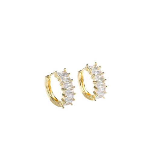 Boucles d'oreilles en laiton zircon cubique pavent, Placage, pavé de micro zircon & pour femme, plus de couleurs à choisir, Vendu par paire