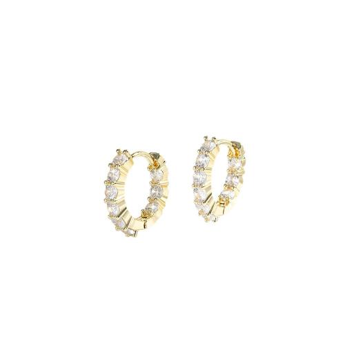 Boucles d'oreilles en laiton zircon cubique pavent, Placage, pavé de micro zircon & pour femme, plus de couleurs à choisir, Vendu par paire