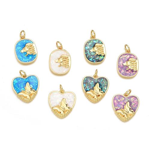 Brass Jewelry Pendants, with Opal, plated, DIY & different styles for choice, more colors for choice, Sold By PC