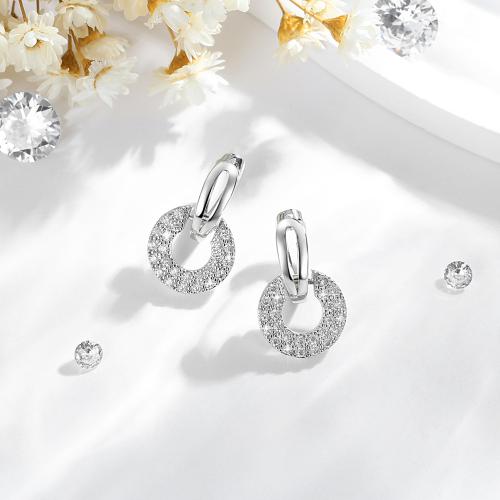 Boucles d'oreilles en laiton zircon cubique pavent, Placage, pavé de micro zircon & pour femme, plus de couleurs à choisir, Vendu par paire