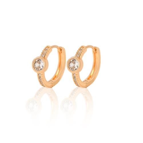 Boucles d'oreilles en laiton zircon cubique pavent, Placage, pavé de micro zircon & pour femme, plus de couleurs à choisir, Vendu par paire