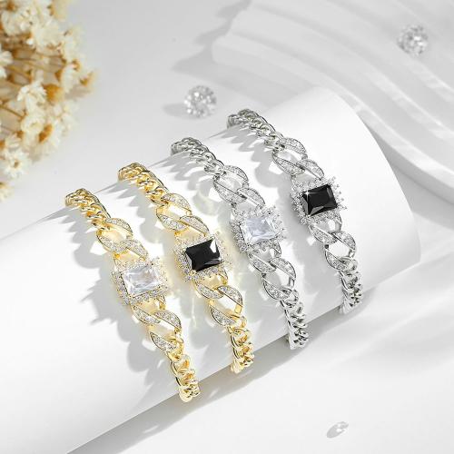 Cubic Zirconia Micro Pave Latão Pulseira, cobre, banhado, micro pavimento em zircônia cúbica & para mulher, Mais cores pare escolha, vendido por PC