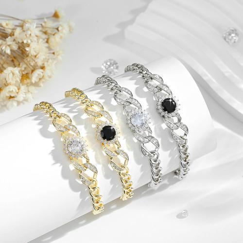 Bracelet cubique en laiton zircon pavent, Placage, pavé de micro zircon & pour femme, plus de couleurs à choisir, Vendu par PC