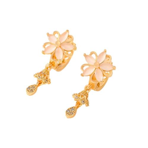 Boucles d'oreilles en laiton zircon cubique pavent, Placage, pavé de micro zircon & pour femme, plus de couleurs à choisir, Vendu par paire