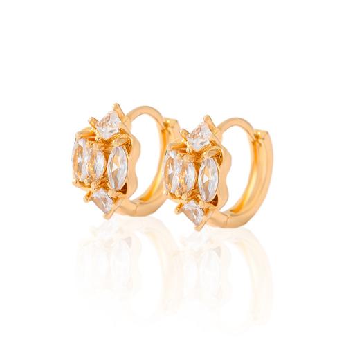 Boucles d'oreilles en laiton zircon cubique pavent, Placage, styles différents pour le choix & pavé de micro zircon & pour femme, Or, Vendu par paire