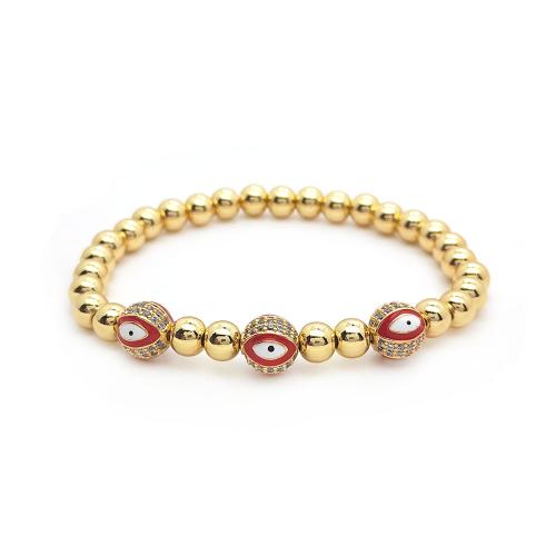 Evil Eye Jewelry Bracelet, Brass, micro pave cubic zirconia & for woman & enamel, more colors for choice, Sold By PC