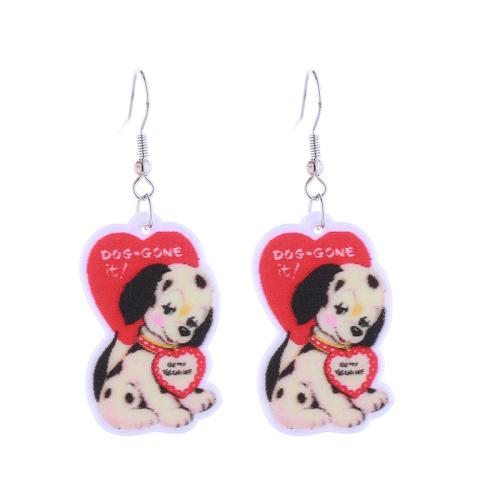 Zinc Alloy Drop Earrings with Acrylic printing & for woman Sold By Pair