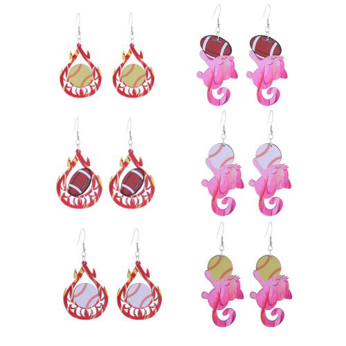 Tibetan Style Drop Earrings, with Wood, printing, different styles for choice & for woman, more colors for choice, Sold By Pair