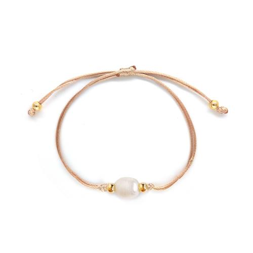 Bracelet cubique en laiton zircon pavent, avec corde de cire & perle d'eau douce cultivée, styles différents pour le choix & pavé de micro zircon & pour femme, plus de couleurs à choisir, Vendu par PC