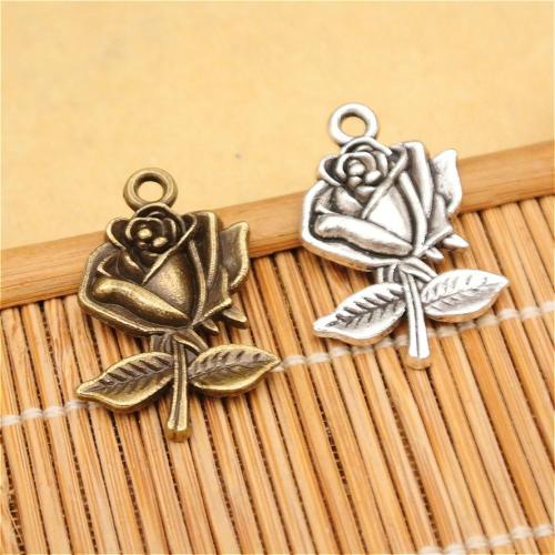 Tibetan Style Flower Pendants, Rose, plated, DIY, more colors for choice, 26x17mm, 100PCs/Bag, Sold By Bag