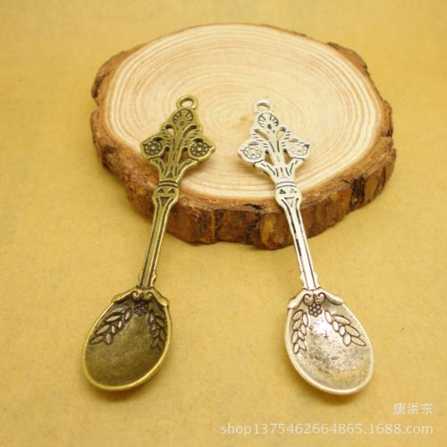 Tibetan Style Pendants, Spoon, plated, DIY, more colors for choice, 63x14mm, 100PCs/Bag, Sold By Bag