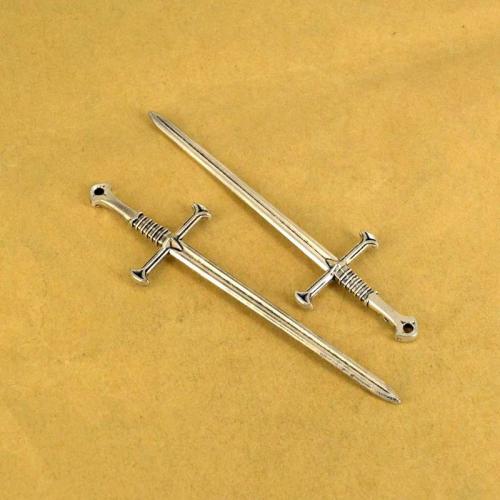 Zinc Alloy Tool Pendler, Sword, forgyldt, du kan DIY, flere farver til valg, 88x25mm, 100pc'er/Bag, Solgt af Bag