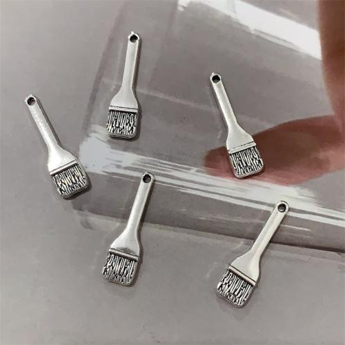 المعلقات سبيكة الزنك أداة, سبائك الزنك, فرشاة, قطع أثرية فضية اللون مطلي, ديي, 7x25mm, تباع بواسطة حقيبة