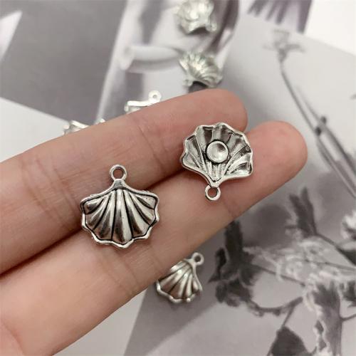 Sinc Alloy Pendants, Shell, dath airgid antique plátáilte, DIY, 14x15mm, 100ríomhairí pearsanta/Mála, Díolta De réir Mála