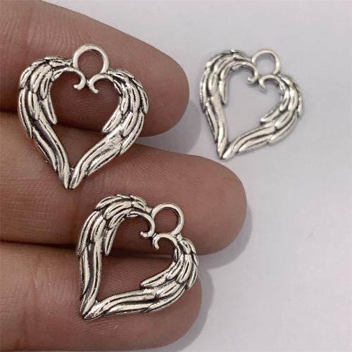 Ciondoli a cuore in lega di zinco, lega in zinco, placcato argento antico, DIY, 17x19mm, 100PC/borsa, Venduto da borsa