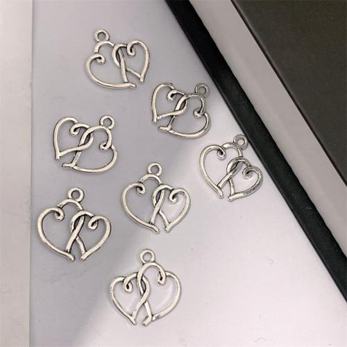 Ciondoli a cuore in lega di zinco, lega in zinco, placcato argento antico, DIY, 23x19mm, 100PC/borsa, Venduto da borsa