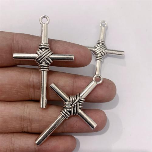 Pendants since Alloy Croise, Sinc Alloy, Cross, dath airgid antique plátáilte, DIY, 32x49mm, 100ríomhairí pearsanta/Mála, Díolta De réir Mála