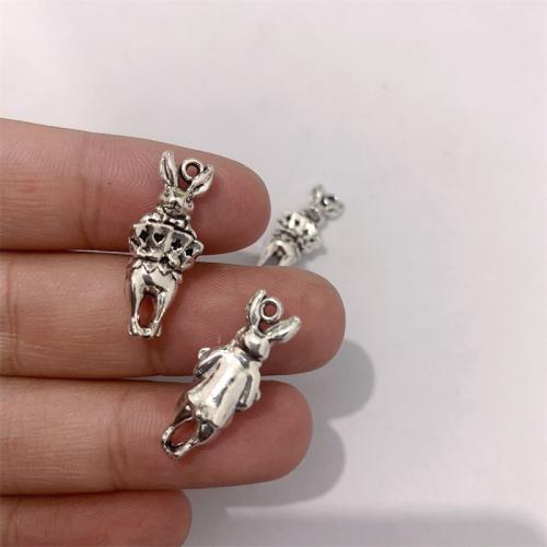 Tibetan Style Animal Pendants, Rabbit, antique silver color plated, DIY, 9x23mm, 100PCs/Bag, Sold By Bag