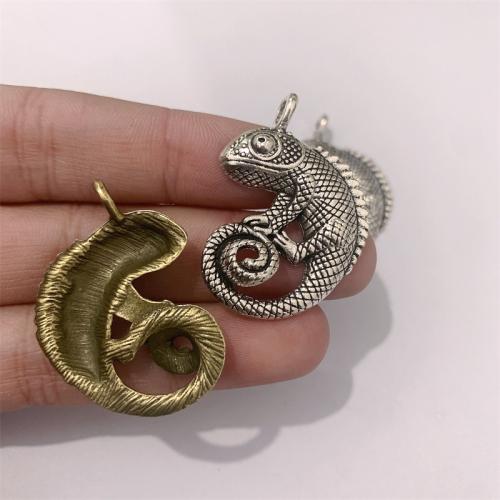 Tibetan Style Animal Pendants, Chameleon, plated, DIY, more colors for choice, 26x35mm, 100PCs/Bag, Sold By Bag