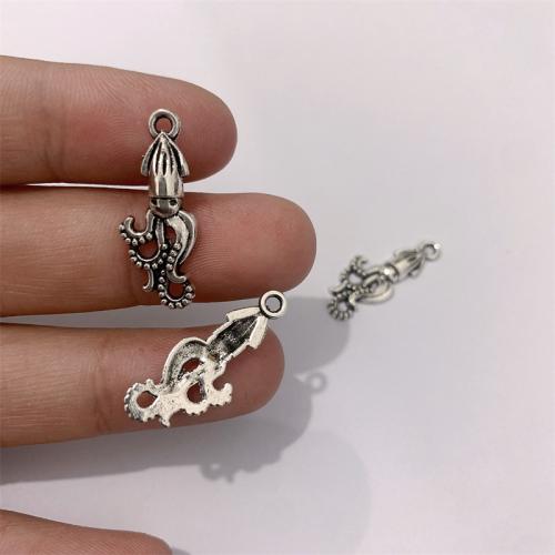 Tibetan Style Animal Pendants, Octopus, antique silver color plated, DIY, 10x25mm, 100PCs/Bag, Sold By Bag