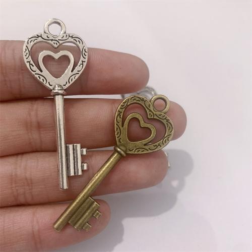 Zinc Alloy Key Pendler, Nøgle, forgyldt, du kan DIY, flere farver til valg, 19x50mm, 100pc'er/Bag, Solgt af Bag