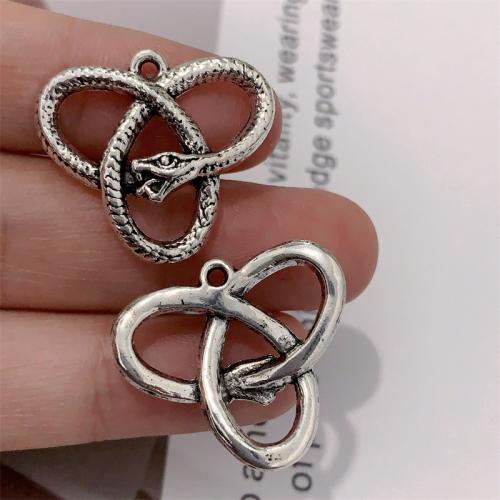 Tibetan Style Animal Pendants, Snake, antique silver color plated, DIY, 25x22mm, 100PCs/Bag, Sold By Bag