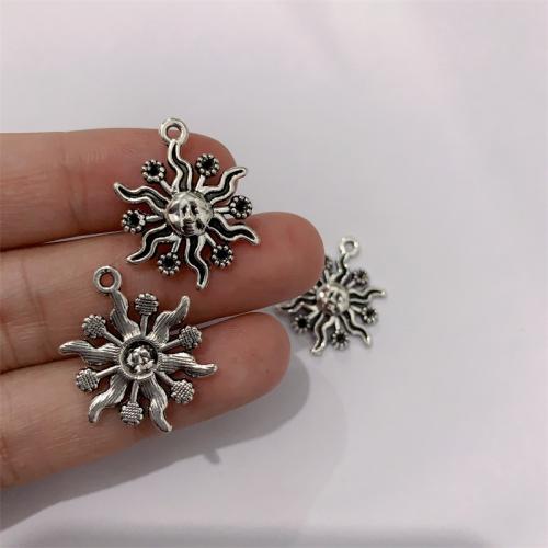 Tibetan Style Pendants, Sun, antique silver color plated, DIY, 19x24mm, 100PCs/Bag, Sold By Bag