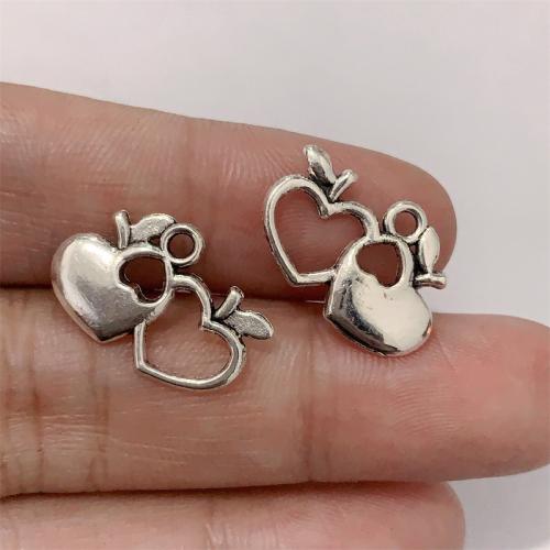 Cinc aleación fruta forma colgantes, aleación de zinc, Manzana, chapado en color de plata antigua, Bricolaje, 19x12mm, 100PCs/Bolsa, Vendido por Bolsa