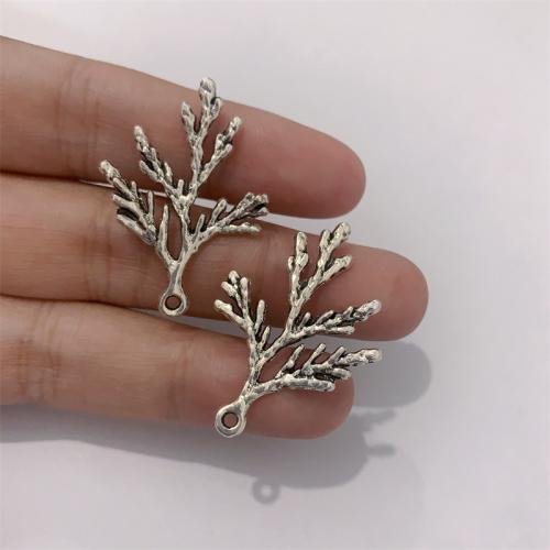 Pendentifs en alliage de zinc, branche, Plaqué de couleur d'argent, DIY, 23x34mm, 100PC/sac, Vendu par sac