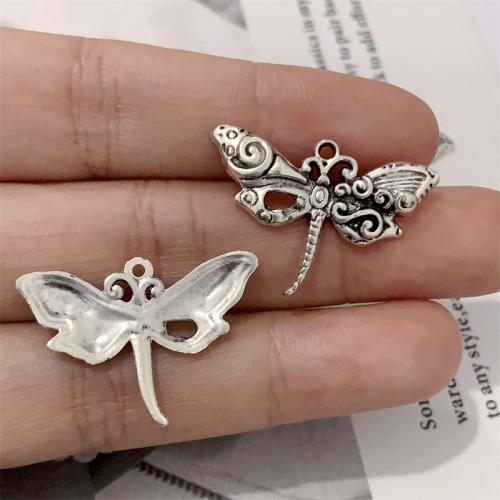 Zinklegering Animal Hangers, Zinc Alloy, Dragonfly, antiek zilver plated, DIY, 28x20mm, 100pC's/Bag, Verkocht door Bag